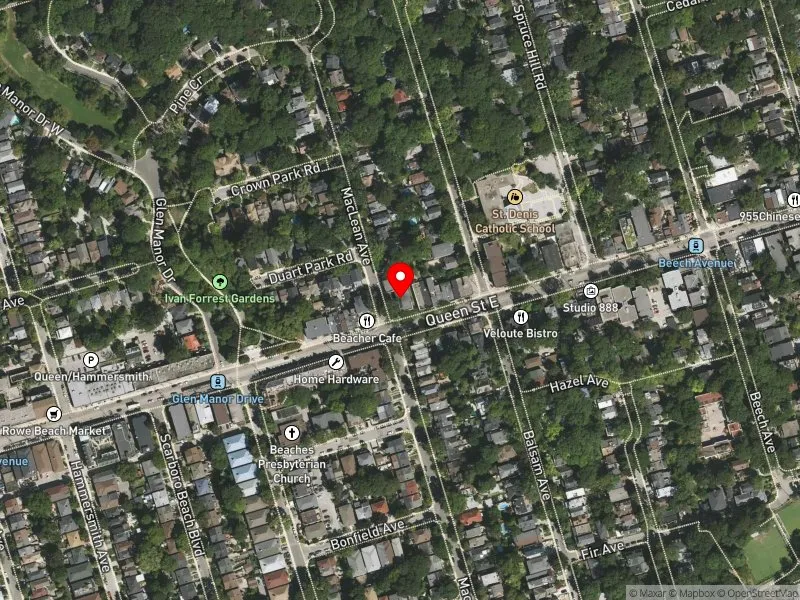 RentSafeTO apartment evaluation satellite view of 2178 QUEEN ST E in Beaches-East York, Toronto