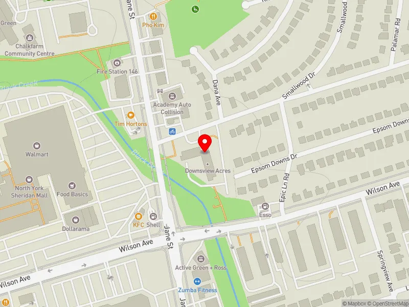 RentSafeTO apartment evaluation map view of 2195 JANE ST in York Centre, Toronto