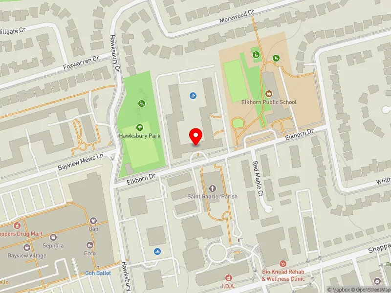 RentSafeTO apartment evaluation map view of 22 ELKHORN DR in Don Valley North, Toronto