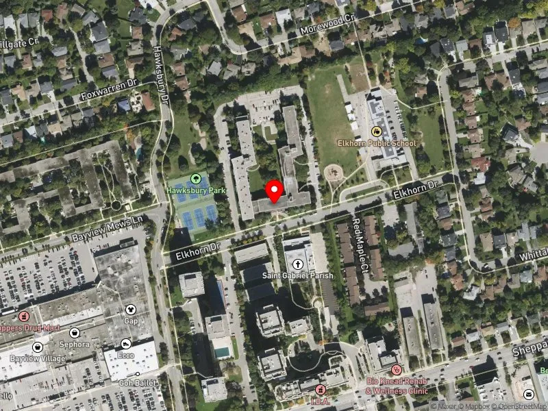 RentSafeTO apartment evaluation satellite view of 22 ELKHORN DR in Don Valley North, Toronto