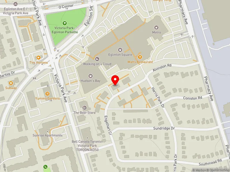 RentSafeTO apartment evaluation map view of 22 ENGELHART CRES in Scarborough Southwest, Toronto