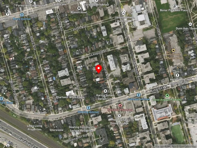 RentSafeTO apartment evaluation satellite view of 22 MAYNARD AVE in Parkdale-High Park, Toronto