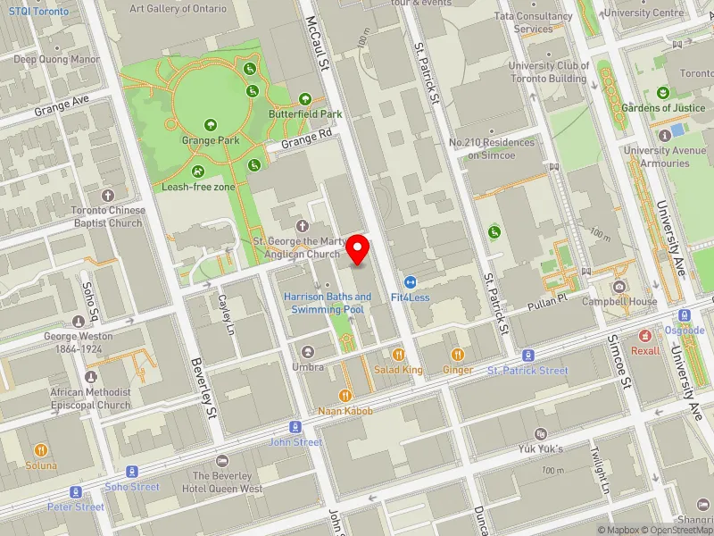 RentSafeTO apartment evaluation map view of 22 MC CAUL ST in Spadina-Fort York, Toronto