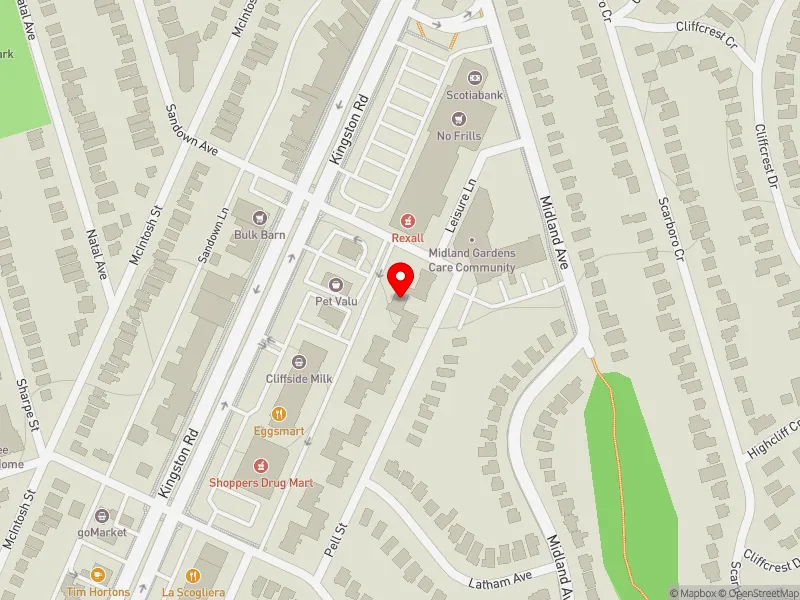 RentSafeTO apartment evaluation map view of 22 PELL ST in Scarborough Southwest, Toronto