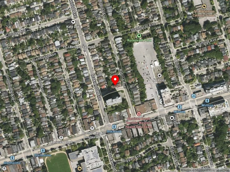 RentSafeTO apartment evaluation satellite view of 22 ROBINA AVE in Davenport, Toronto