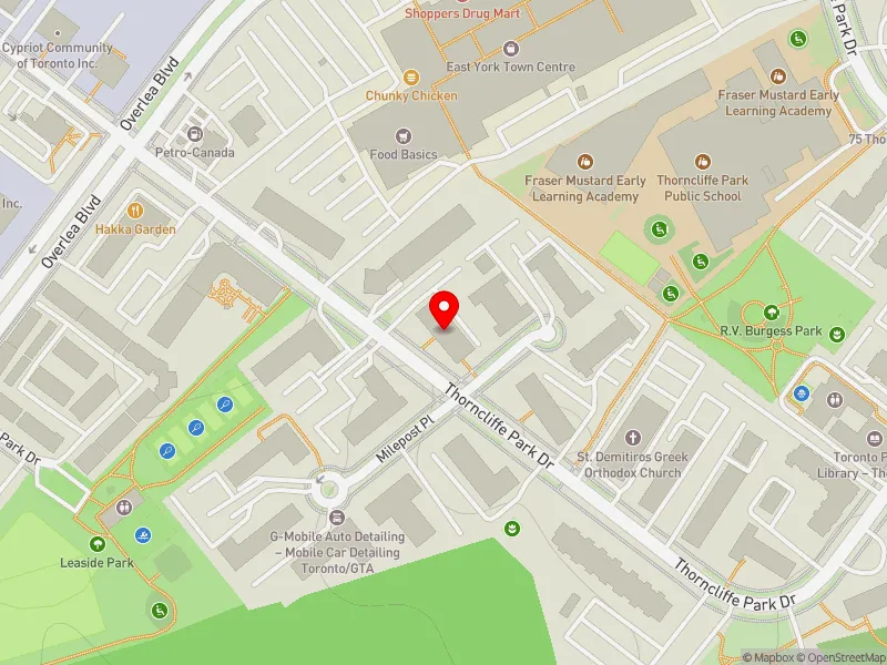 RentSafeTO apartment evaluation map view of 22 THORNCLIFFE PARK DR in Don Valley West, Toronto