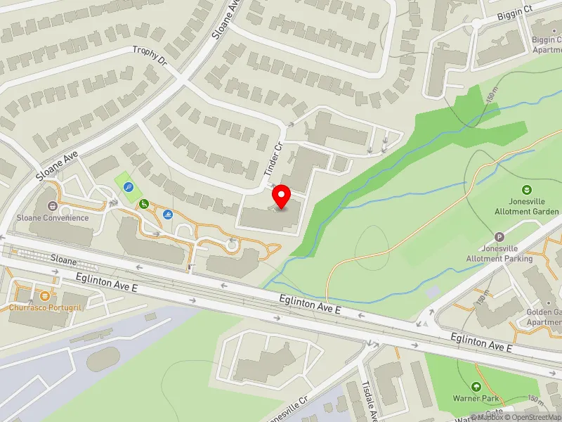 RentSafeTO apartment evaluation map view of 22 TINDER CRES in Don Valley East, Toronto