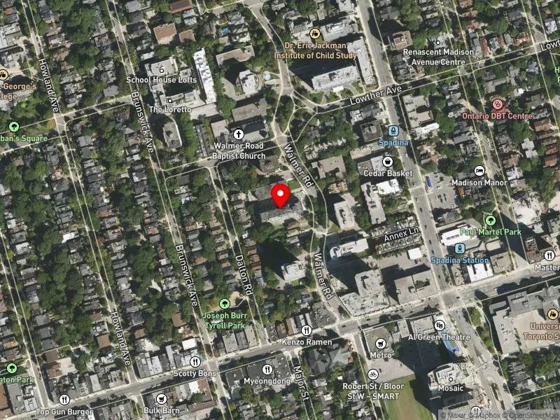 RentSafeTO apartment evaluation satellite view of 22 WALMER RD in University-Rosedale, Toronto
