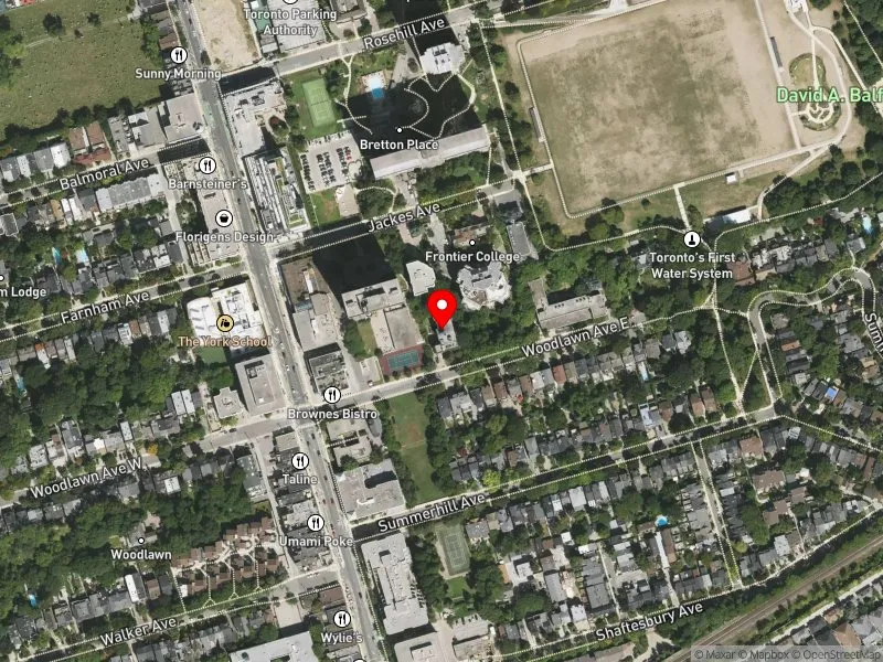 RentSafeTO apartment evaluation satellite view of 22 WOODLAWN AVE E in University-Rosedale, Toronto