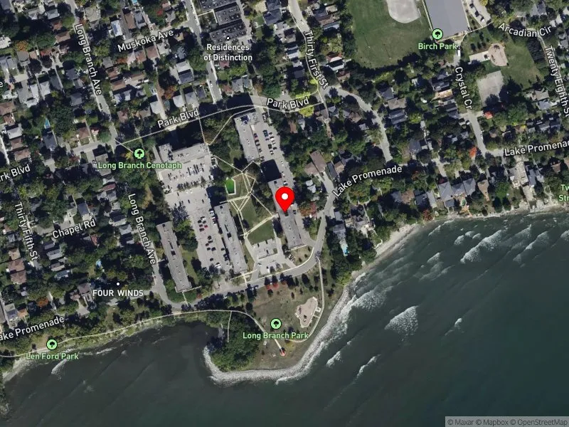 RentSafeTO apartment evaluation satellite view of 220 LAKE PROMENADE in Etobicoke-Lakeshore, Toronto