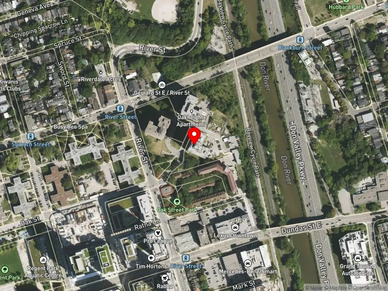 RentSafeTO apartment evaluation satellite view of 220 OAK ST in Toronto Centre, Toronto