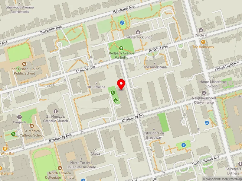 RentSafeTO apartment evaluation map view of 220 REDPATH AVE in Don Valley West, Toronto