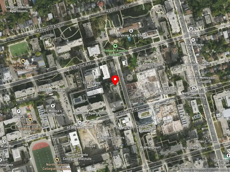 RentSafeTO apartment evaluation satellite view of 220 REDPATH AVE in Don Valley West, Toronto