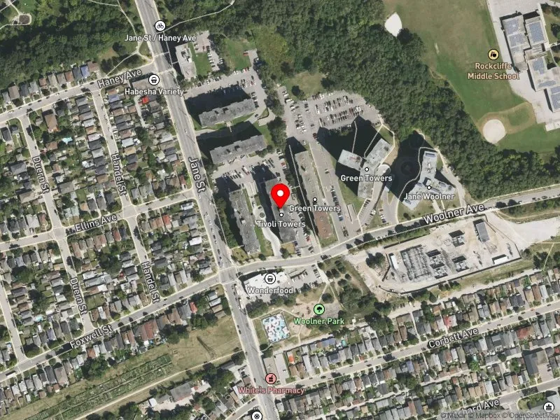 RentSafeTO apartment evaluation satellite view of 220 WOOLNER AVE in York South-Weston, Toronto