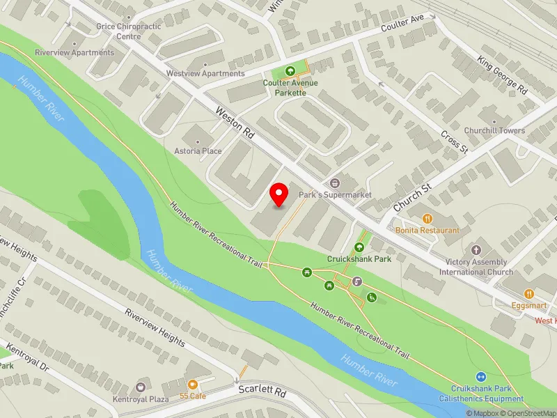 RentSafeTO apartment evaluation map view of 2202 WESTON RD in York South-Weston, Toronto