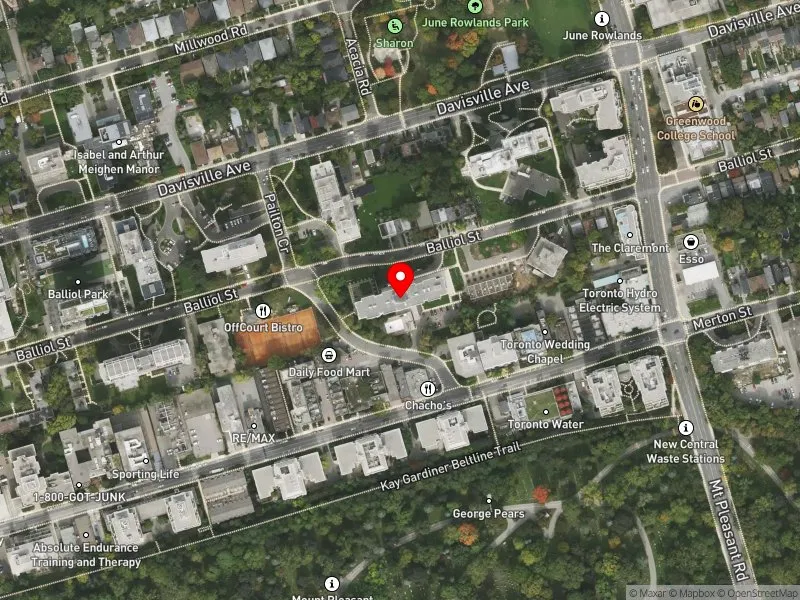 RentSafeTO apartment evaluation satellite view of 221 BALLIOL ST in Toronto-St. Paul's, Toronto