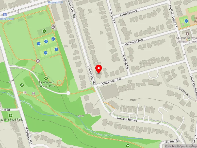 RentSafeTO apartment evaluation map view of 221 RUSSELL HILL RD in Toronto-St. Paul's, Toronto