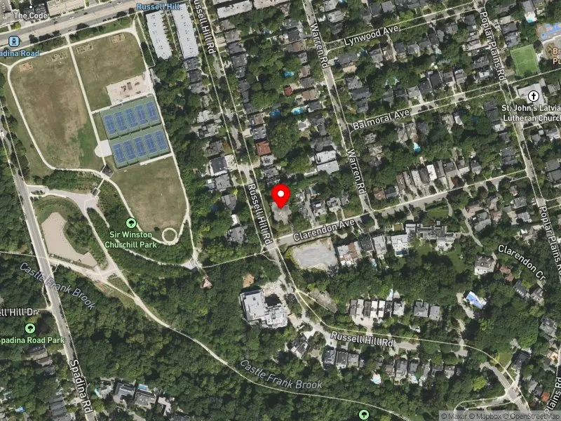 RentSafeTO apartment evaluation satellite view of 221 RUSSELL HILL RD in Toronto-St. Paul's, Toronto