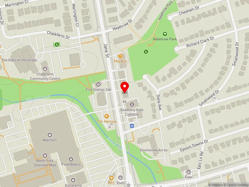 RentSafeTO apartment evaluation map view of 2217 JANE ST in York Centre, Toronto