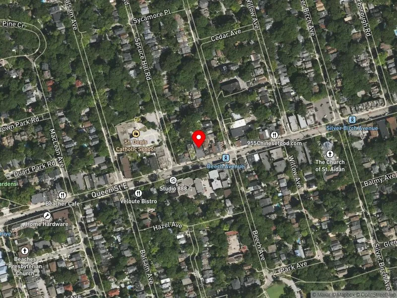 RentSafeTO apartment evaluation satellite view of 2218 QUEEN ST E in Beaches-East York, Toronto