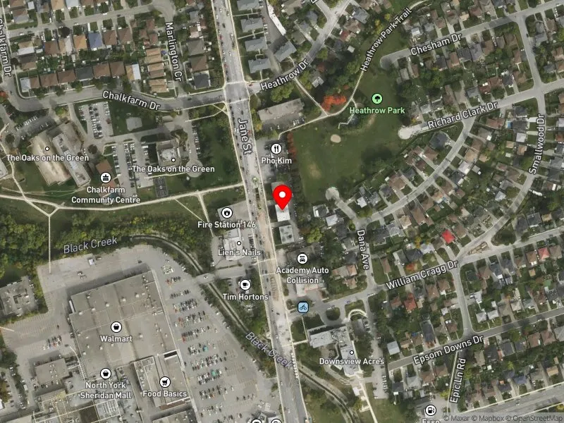 RentSafeTO apartment evaluation satellite view of 2219 JANE ST in York Centre, Toronto