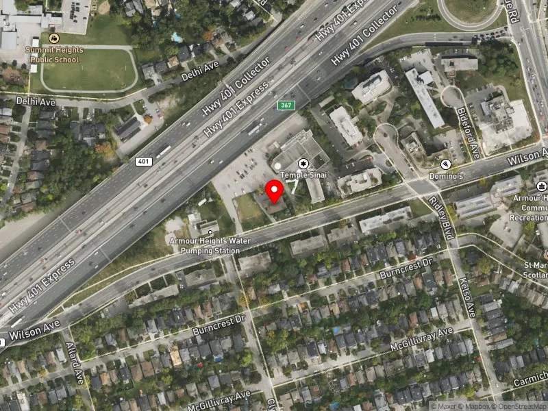 RentSafeTO apartment evaluation satellite view of 222 WILSON AVE in Eglinton-Lawrence, Toronto