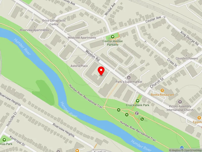 RentSafeTO apartment evaluation map view of 2220 WESTON RD in York South-Weston, Toronto