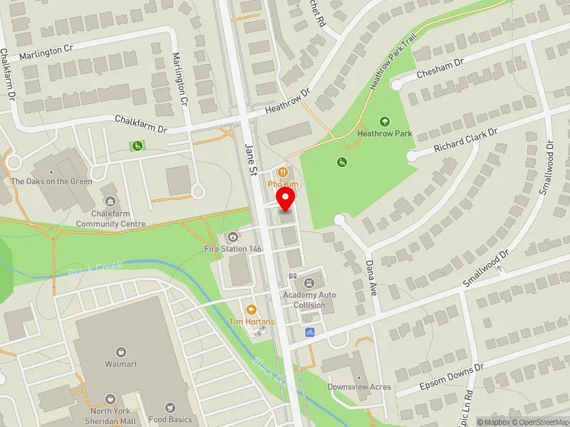 RentSafeTO apartment evaluation map view of 2221 JANE ST in York Centre, Toronto