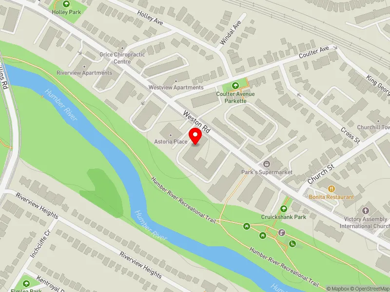 RentSafeTO apartment evaluation map view of 2222 WESTON RD in York South-Weston, Toronto