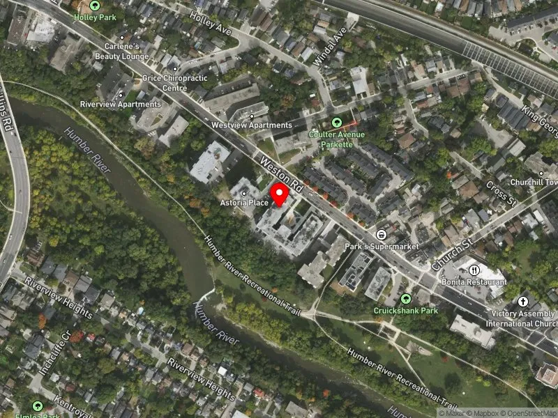 RentSafeTO apartment evaluation satellite view of 2222 WESTON RD in York South-Weston, Toronto