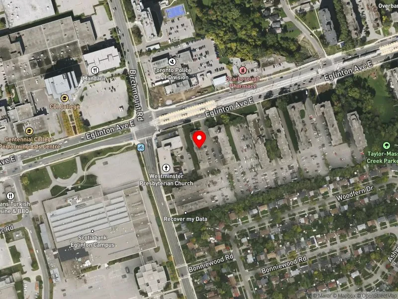 RentSafeTO apartment evaluation satellite view of 2223 EGLINTON AVE E in Scarborough Southwest, Toronto