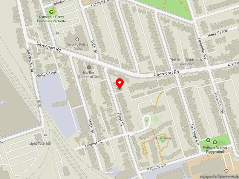 RentSafeTO apartment evaluation map view of 223 OSLER ST in Davenport, Toronto