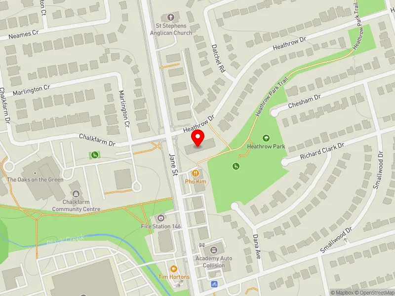 RentSafeTO apartment evaluation map view of 2233 JANE ST in York Centre, Toronto
