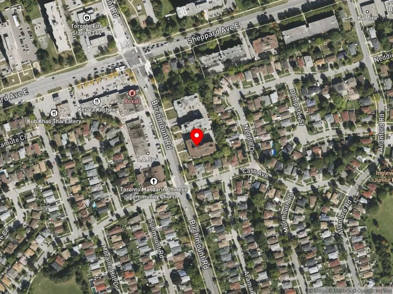 RentSafeTO apartment evaluation satellite view of 2237 BIRCHMOUNT RD in Scarborough-Agincourt, Toronto