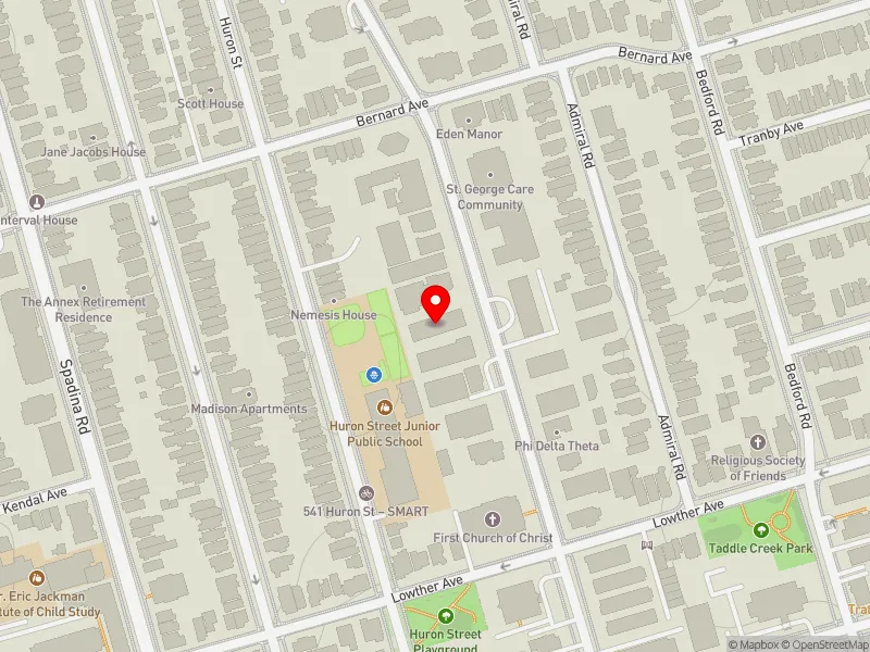 RentSafeTO apartment evaluation map view of 224 ST GEORGE ST in University-Rosedale, Toronto