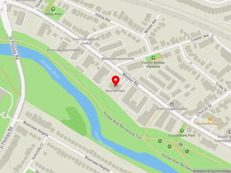 RentSafeTO apartment evaluation map view of 2240 WESTON RD in York South-Weston, Toronto