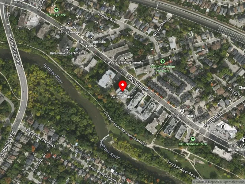 RentSafeTO apartment evaluation satellite view of 2240 WESTON RD in York South-Weston, Toronto