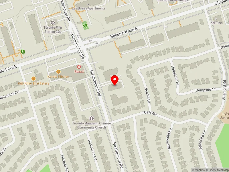 RentSafeTO apartment evaluation map view of 2241 BIRCHMOUNT RD in Scarborough-Agincourt, Toronto