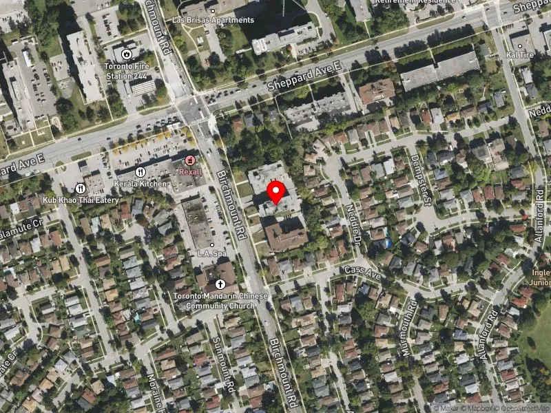 RentSafeTO apartment evaluation satellite view of 2241 BIRCHMOUNT RD in Scarborough-Agincourt, Toronto