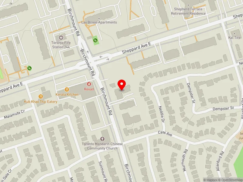RentSafeTO apartment evaluation map view of 2249 BIRCHMOUNT RD in Scarborough-Agincourt, Toronto