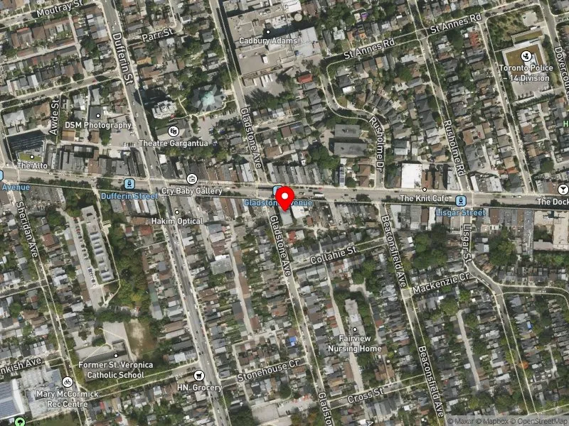 RentSafeTO apartment evaluation satellite view of 225 GLADSTONE AVE in Davenport, Toronto