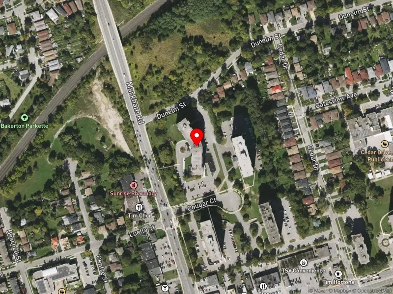 RentSafeTO apartment evaluation satellite view of 225 MARKHAM RD in Scarborough-Guildwood, Toronto