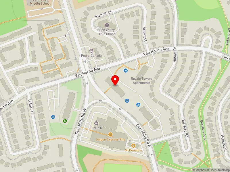 RentSafeTO apartment evaluation map view of 225 VAN HORNE AVE in Don Valley North, Toronto