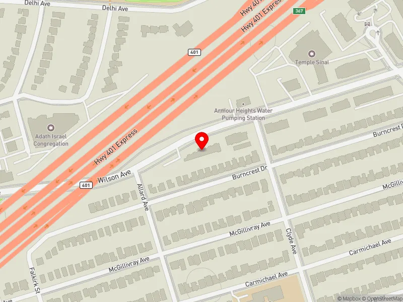 RentSafeTO apartment evaluation map view of 225 WILSON AVE in Eglinton-Lawrence, Toronto