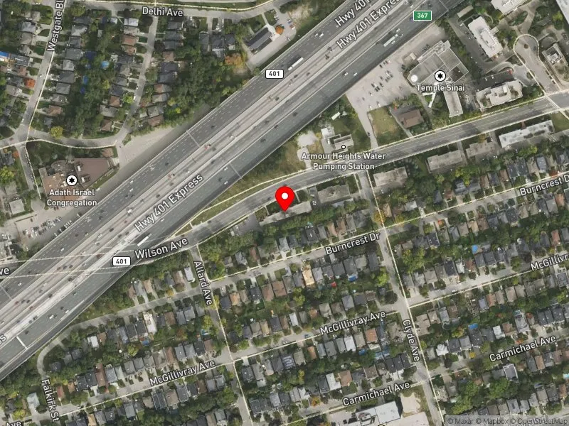 RentSafeTO apartment evaluation satellite view of 225 WILSON AVE in Eglinton-Lawrence, Toronto