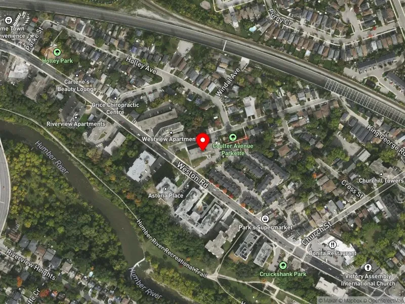 RentSafeTO apartment evaluation satellite view of 2255 WESTON RD in York South-Weston, Toronto