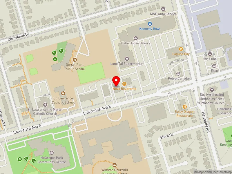 RentSafeTO apartment evaluation map view of 2260 LAWRENCE AVE E in Scarborough Centre, Toronto