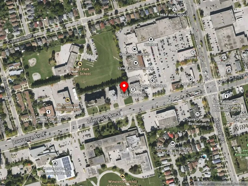 RentSafeTO apartment evaluation satellite view of 2260 LAWRENCE AVE E in Scarborough Centre, Toronto