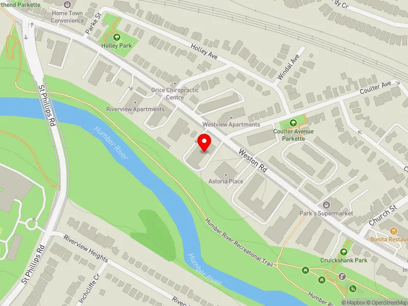 RentSafeTO apartment evaluation map view of 2260 WESTON RD in York South-Weston, Toronto