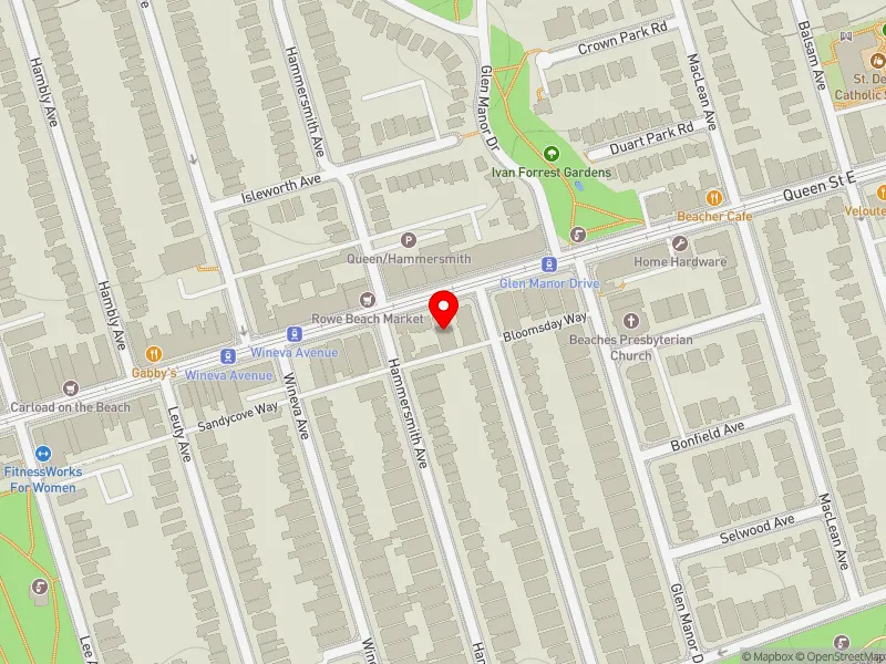 RentSafeTO apartment evaluation map view of 2263 QUEEN ST E in Beaches-East York, Toronto